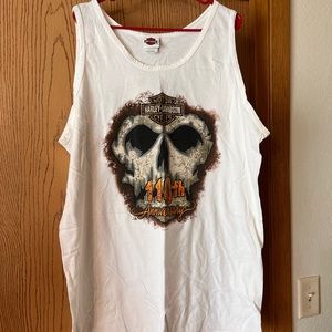 Men’s Harley Davidson T-Shirt Sleeveless White With Graphics Size 2X-Large